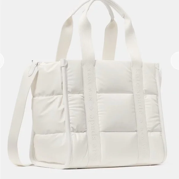 Kate Spade  KIP Cream Puffy Tote Small Brand New With Tags- Ships FREE - Picture 3 of 12